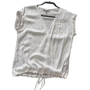 Next Size 8 Ivory Faux Wrap Short Sleeve Blouse VNext Polyester Career Summer To